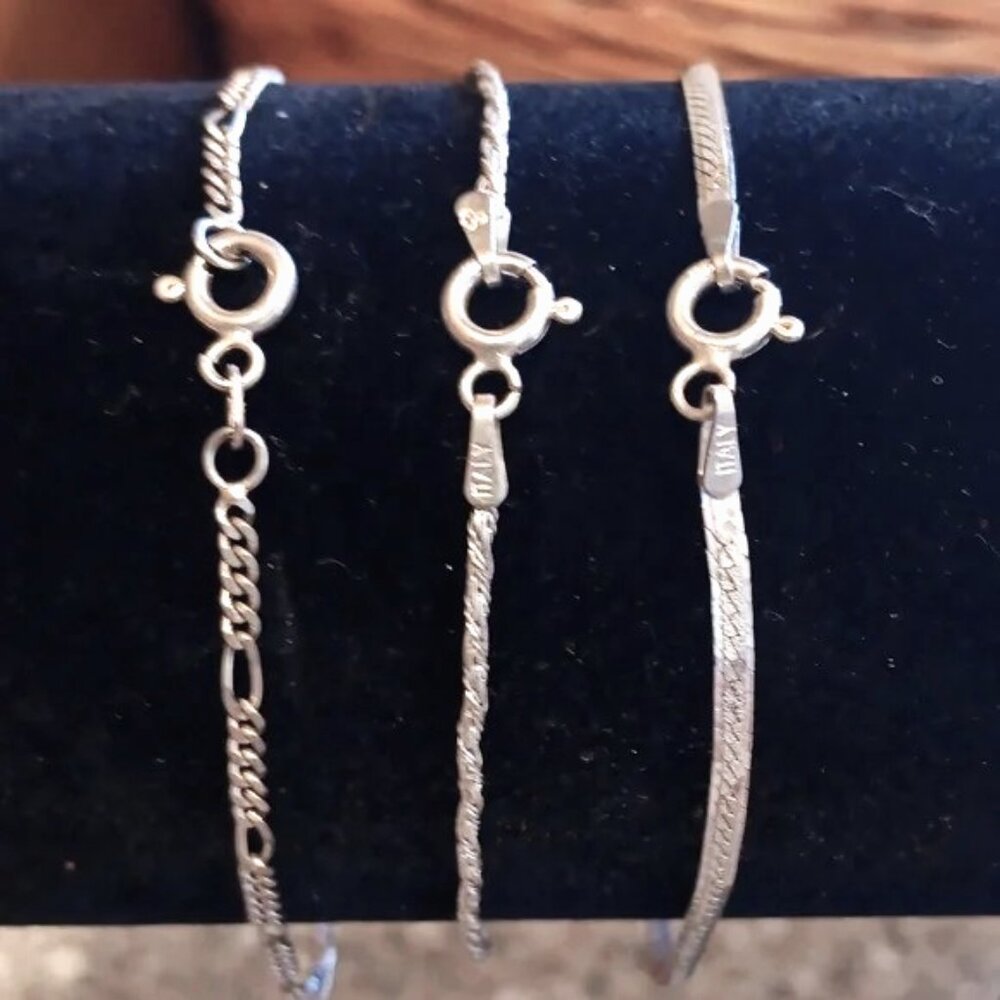 Three Sterling Silver Bracelets - image 1